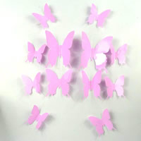 Koelkast magneten, PVC-plastic, met PE Foam, Vlinder, lijm, roze, 65-110mm, 12pC's/Bag, Verkocht door Bag