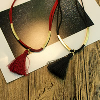 Fashion Fringe Necklace Zinc Alloy with Velveteen Cord & Nylon Cord with 2lnch extender chain gold color plated Sold Per Approx 17.3 Inch Strand