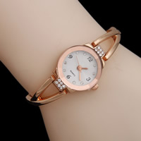 Women Watch Bracelet Zinc Alloy with Glass rose gold color plated with rhinestone nickel lead & cadmium free 25mm 5mm Sold Per Approx 9.5 Inch Strand