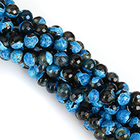 Naturlige Fire Crackle Agate perler, Runde, forskellig størrelse for valg & facetteret & to tone, blandede farver, Hole:Ca. 1mm, Solgt Per Ca. 15 inch Strand