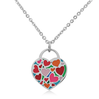 Stainless Steel Jewelry Necklace 316L Stainless Steel Lock & oval chain & enamel Sold By Bag