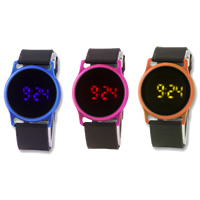 LED horloges, Silicone, met Glas & Zinc Alloy, elektroforese, verstelbaar, meer kleuren voor de keuze, Lengte Ca 8 inch, Verkocht door PC