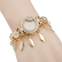 Women Watch Bracelet Zinc Alloy with Glass with 1.5lnch extender chain gold color plated with rhinestone nickel lead & cadmium free 30mm 10mm Sold Per Approx 9.5 Inch Strand