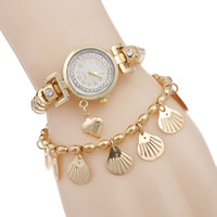 Women Watch Bracelet Zinc Alloy with Glass Shell gold color plated with rhinestone nickel lead & cadmium free 35mm 10mm Sold Per Approx 9.5 Inch Strand