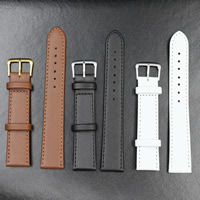 Horloge banden, Koeienhuid, roestvrij staal pin gesp, plated, verschillende grootte voor keus, meer kleuren voor de keuze, Verkocht door Stel