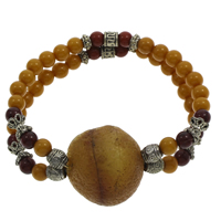 Wrist Mala Yellow Agate with Gobi Agate & Red Agate & Zinc Alloy antique silver color plated Buddhist jewelry & - Sold Per Approx 6 Inch Strand