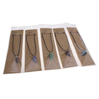 Millefiori Glass Necklace, with Waxed Linen Cord & OPP Bag & Tibetan Style, with 5cm extender chain, pendulum, platinum color plated, more colors for choice, 15x27mm, Sold Per Approx 15.5 Inch Strand