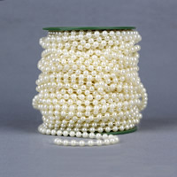 Koralik Garland Strand, Tworzywa ABS perła, ze Szpulka plastikowa, Koło, beżowy, 6mm, 25m/PC, 25m/PC, sprzedane przez PC