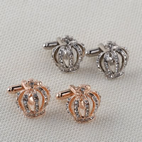 Cufflinks, Tibetan Style, Crown, plated, with rhinestone, more colors for choice, lead & cadmium free, 19x19mm, Sold By Pair