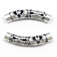 Zinc Alloy Tube Beads antique silver color plated with flower pattern & hollow nickel lead & cadmium free Approx 4.5mm Sold By Lot