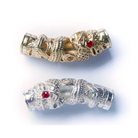 Zinc Alloy Tube Beads Dragon plated with rhinestone & hollow nickel lead & cadmium free Approx 6mm Sold By Lot