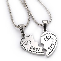 Zinc Alloy Puzzle Friendship Necklace with iron chain Heart word best friend platinum color plated ball chain & enamel lead & cadmium free Length Approx 17.7 Inch Sold By Pair