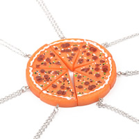 Collar de Aleación de Zinc, con cadena de hierro & resina, Pizza, chapado en color de platina, cadena oval, libre de plomo & cadmio, 36x32mm, Vendido para aproximado 19.6 Inch Sarta