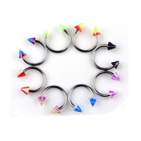 Stainless Steel Nose Piercing Jewelry with Acrylic Triangle mixed colors 3mm 1mm Inner Approx 8mm Sold By Lot