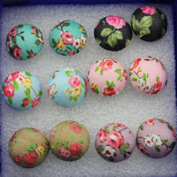 Plastic Stud Earring with Linen Cotton Flat Round mixed colors 20mm  Sold By Bag