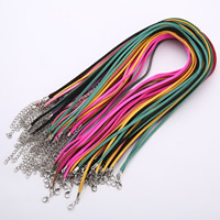 Fashion Necklace Cord Velveteen Cord zinc alloy lobster clasp with 2lnch extender chain platinum color plated mixed colors 3mm Length Approx 17.5 Inch Sold By Lot