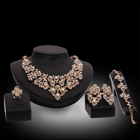 Zinc Alloy Jewelry Sets finger ring & bracelet & earring & necklace with ABS Plastic Pearl stainless steel earring post and Omega clip with 5cm extender chain Flower rose gold color plated colorful plated & with rhinestone lead & cadmium free  US Ring Length Approx 9 Inch Approx 20 Inch Sold By Set