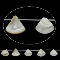 Natürliche weiße Muschelperlen, Dreieck, weiß, 25x23x5mm-27x25x7mm, Bohrung:ca. 1mm, ca. 11PCs/Strang, verkauft per ca. 15.5 ZollInch Strang