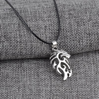 Zinc Alloy Jewelry Necklace with Waxed Linen Cord Dragon silver color plated lead & cadmium free Sold Per Approx 17.7 Inch Strand