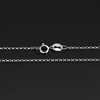 925 Sterling ezüst nyaklánc lánc, 925 Ezüst, különböző hosszúságú választás & Rolo lánc, 1.50x1.50x0.50mm, 10Strands/Lot, Által értékesített Lot
