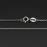Cadena del collar de plata esterlina 925, plata de ley 925, longitud diferente para la opción & cadena oval, 1.40x1.20x0.50mm, 10Strandsfilamento/Grupo, Vendido por Grupo