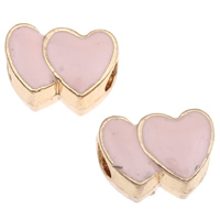 Zinc Alloy European Beads Heart gold color plated without troll & enamel lead & cadmium free Approx 4mm Sold By Bag