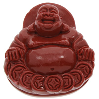 Colgante Budista, Coral natural, Buda, natural, La joyería budista & tallado, Rojo, 38x43x12mm, agujero:aproximado 1mm, Vendido por UD