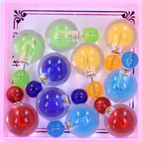 Double Faced Stud Earring Resin stainless steel post pin Round bead in bead mixed colors 16mm 8mm  Sold By Lot