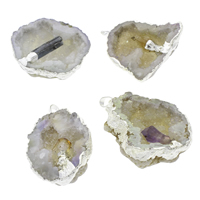 Pendentif Druzy Agate naturelle, agate quartz de glace, avec pierre gemme, Placage de couleur platine, le style Druzy, grade AAA, 33x45x20mm-40x52x35mm, Trou:Environ 4x5mm, 10PC/sac, Vendu par sac