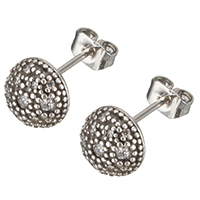 Cubic Zirconia Micro Pave Brass Earring Dome platinum color plated micro pave cubic zirconia & blacken 16mm Sold By Lot