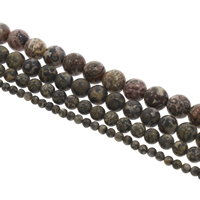 Leopard Skin Stone, Pyöreä, erikokoisia valinnalle, Reikä:N. 1mm, Pituus N. 15 tuuma, Myymät laukku