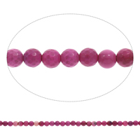 Perles agates rose naturelles, agate rose, Rond, facettes, 6mm, Trou:Environ 1mm, Longueur Environ 15 pouce, 5Strandstoron/sac, Environ 65PC/brin, Vendu par sac