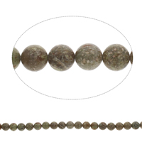 Unakite Beads, Runde, 10mm, Hole:Ca. 1mm, Længde Ca. 15 inch, 5Strands/Bag, Ca. 40pc'er/Strand, Solgt af Bag