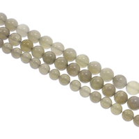 Natürliche graue Achat Perlen, Grauer Achat, rund, verschiedene Größen vorhanden, Bohrung:ca. 1mm, Länge ca. 15 ZollInch, verkauft von Tasche