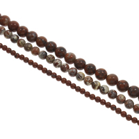 Jasper breču perle, Krug, različite veličine za izbor, Rupa:Približno 1mm, Dužina Približno 15 inčni, Prodano By Torba