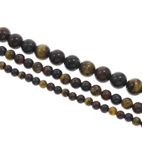 Tiger Eye perle, Krug, različite veličine za izbor, miješana boja, Rupa:Približno 1mm, Dužina Približno 15 inčni, Prodano By Torba