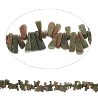 chips de pedras preciosas, Flores verdes, Pepitas, 7x14x3mm-10x20x6mm, Buraco:Aprox 1mm, comprimento Aprox 15 inchaltura, 5vertentespraia/Bag, Aprox 105PCs/Strand, vendido por Bag