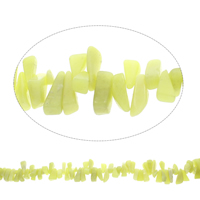 Chips de pierres précieuses, jade de citron, pepite, 8x16x5mm-12x22x9mm, Trou:Environ 0.8mm, Longueur Environ 15 pouce, 5Strandstoron/sac, Environ 98PC/brin, Vendu par sac