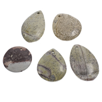 pietra con dipinti cinesi pendente, 40x8mm-36x58x8mm, Foro:Appross. 1.5mm, 10PC/borsa, Venduto da borsa