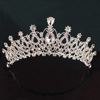 Bridal Tiaras Zinc Alloy with Crystal platinum color plated for bridal & faceted & with rhinestone nickel lead & cadmium free Sold By Lot