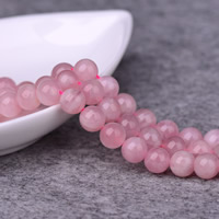 Natürliche Rosenquarz Perlen, rund, verschiedene Größen vorhanden, Bohrung:ca. 1-2mm, verkauft per ca. 15 ZollInch Strang