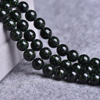 Perles en verre aventuriné vert, Pierre d'or vert, Rond, synthétique, normes différentes pour le choix, Trou:Environ 1-2mm, Vendu par Environ 14 pouce brin