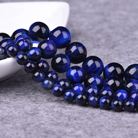 Tiger Eye Beads, Runde, naturlig, forskellig størrelse for valg, blå, Grade AAAAA, Hole:Ca. 1-2mm, Længde Ca. 15 inch, Solgt af Lot