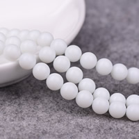 Hvid porcelæn perler, Hvidt porcelæn, Runde, naturlig, forskellig størrelse for valg, Hole:Ca. 1mm, Længde Ca. 15 inch, Solgt af Lot