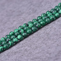 Malakit perler, Runde, syntetisk, forskellig størrelse for valg, Hole:Ca. 1-2mm, Længde Ca. 15 inch, Solgt af Lot