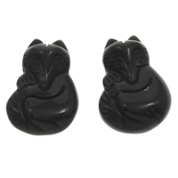 pietra nera pendente, Volpe, 23x33x8mm-25x35x10mm, Foro:Appross. 1mm, 10PC/borsa, Venduto da borsa