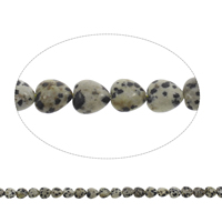 Dalmatiske Beads, Dalmatiner, Heart, 10x5mm, Hole:Ca. 1mm, Ca. 40pc'er/Strand, Solgt Per Ca. 15.5 inch Strand