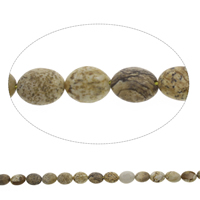 diaspro immagine perla, Ovale piatto, 9x11x5mm, Foro:Appross. 1mm, Appross. 37PC/filo, Venduto per Appross. 15.5 pollice filo