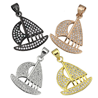 Cubic Zirconia Micro Pave Brass Pendant Sail Boat plated nautical pattern & micro pave cubic zirconia nickel lead & cadmium free Approx Sold By Lot