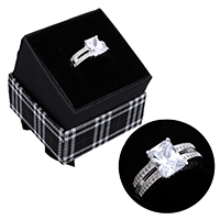 Cubic Zirconia Micro Pave 925 Sterling Silver Rings without box & micro pave cubic zirconia 9.50mm US Ring Sold By PC